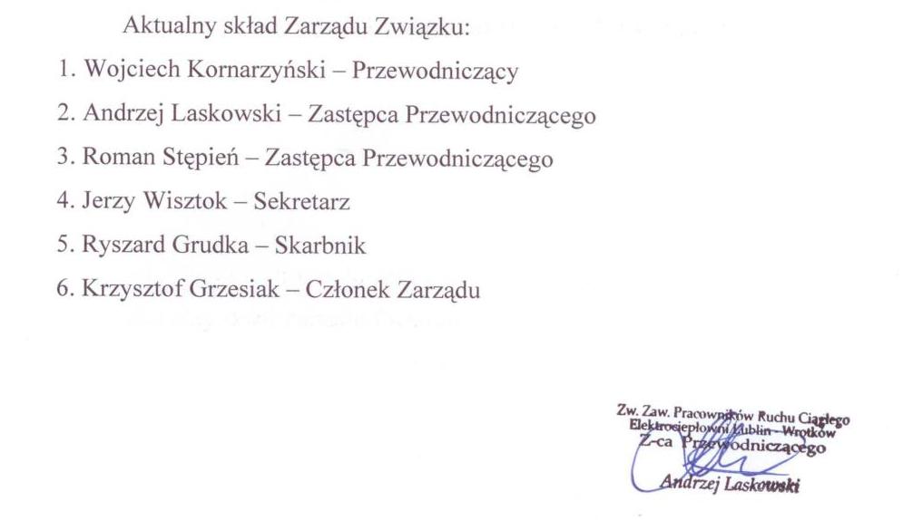 Thumbnail for the post titled: Nowy skład zarządu w ZZPRC Elektrowni Lublin-Wrotków